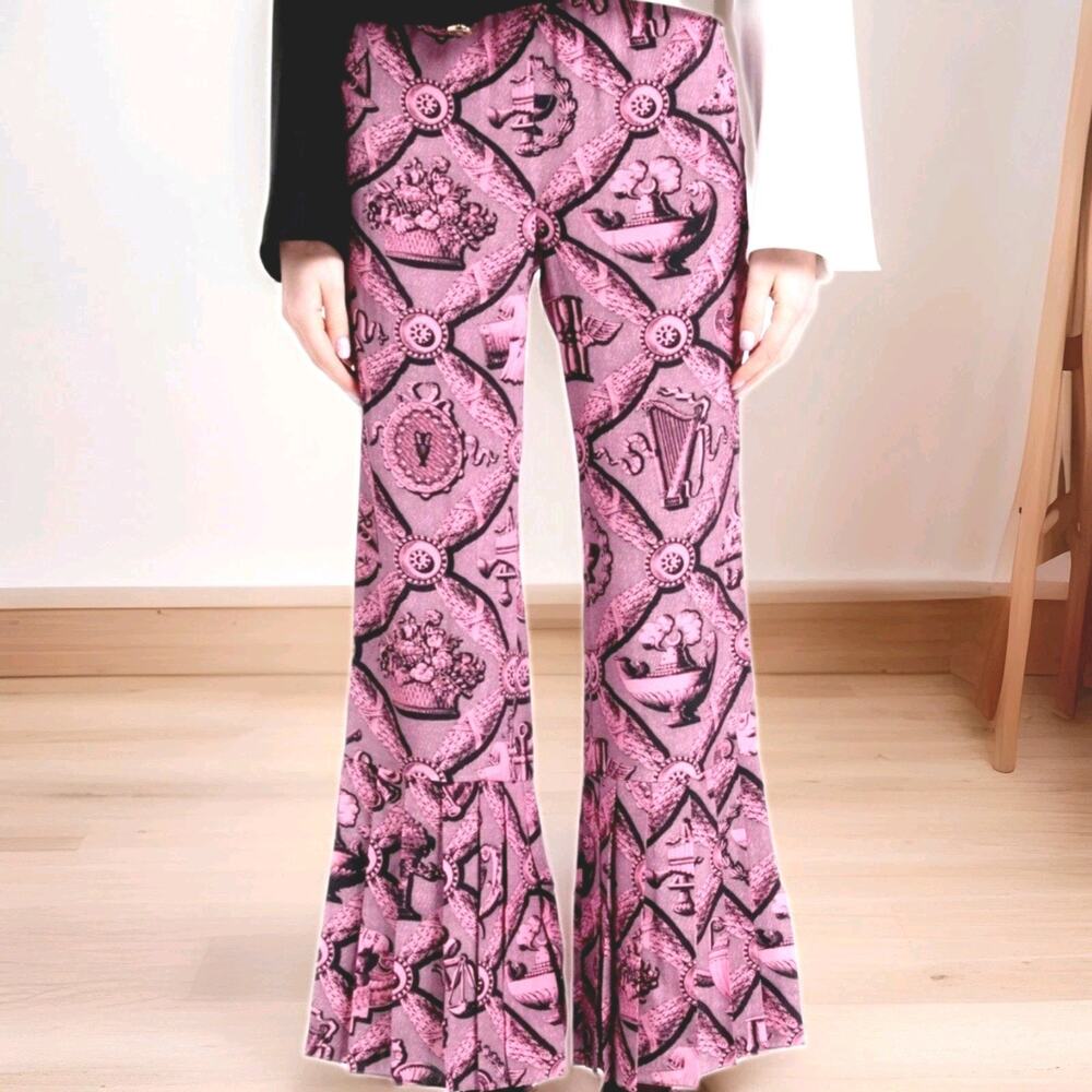 RRP $1550 GUCCI Silk Trousers IT40 US4 UK8 S Pink Elastic Waist Pleated Cuffs